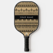 Greek Fret, Mixed Meander Key, Bruin, Jouw naam Pickleball Paddle (Voorkant)