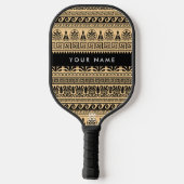 Greek Fret, Mixed Meander Key, Bruin, Jouw naam Pickleball Paddle (Achterkant)
