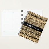 Greek Fret, Mixed Meander Key, Bruin, Jouw naam Planner (Display)