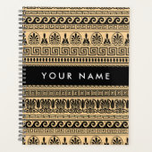 Greek Fret, Mixed Meander Key, Bruin, Jouw naam Planner (Voorkant)