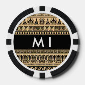 Greek Fret, Mixed Meander Key, Bruin, Jouw naam Poker Chips (Voorkant)