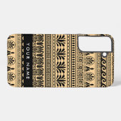 Greek Fret, Mixed Meander Key, Bruin, Jouw naam Samsung Galaxy Hoesje (Achterkant horizontaal)