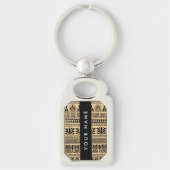 Greek Fret, Mixed Meander Key, Bruin, Jouw naam Sleutelhanger (Voorkant)