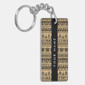 Greek Fret, Mixed Meander Key, Bruin, Jouw naam Sleutelhanger (Voorkant Links)