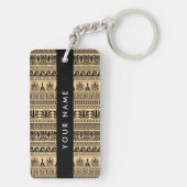 Greek Fret, Mixed Meander Key, Bruin, Jouw naam Sleutelhanger (achterkant)