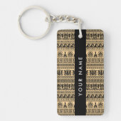 Greek Fret, Mixed Meander Key, Bruin, Jouw naam Sleutelhanger (Voorkant)