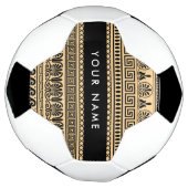 Greek Fret, Mixed Meander Key, Bruin, Jouw naam Voetbal (Gedraaid)