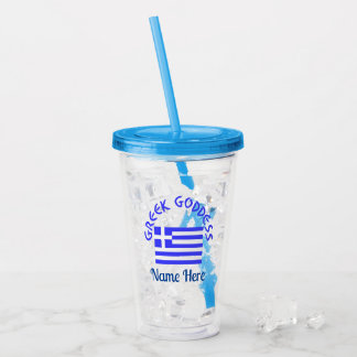 Greek Goddess and Flag of Greece Personalized  Acryl Drinkbeker
