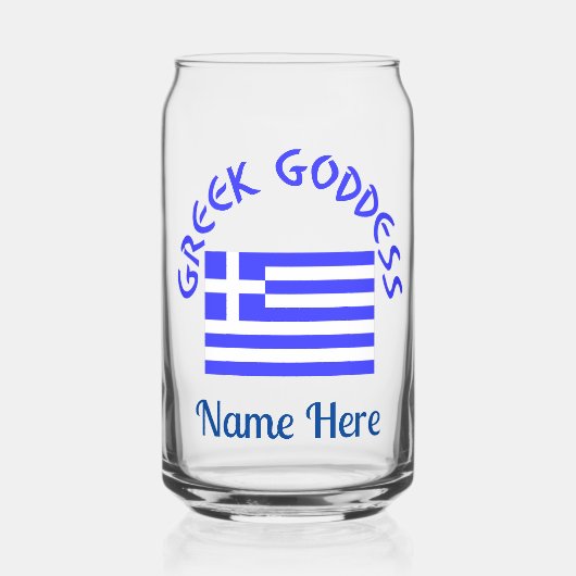 Greek Goddess and Flag of Greece Personalized Blikvorm Glas (Voorkant)
