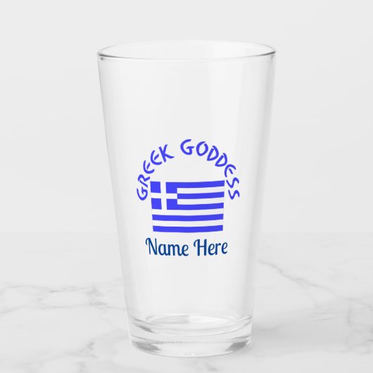 Greek Goddess and Flag of Greece Personalized Glas (Voorkant)