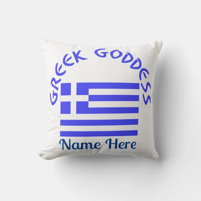 Greek Goddess and Flag of Greece Personalized  Kussen (Voorkant)
