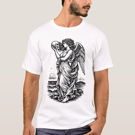 Greek goddess Aphrodite at the sea with the skull T-shirt (Voorkant)