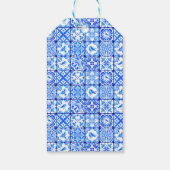 Greek Italian Blue Tiles Pink Flowers Disco Ball Cadeaulabel (Achterkant)