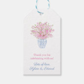 Greek Key Chinoiserie Cherry Blossom Vrijgezellenf Cadeaulabel (Voorkant)