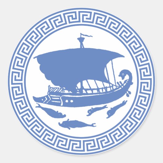 Greek Key Design Ronde Sticker (Voorkant)