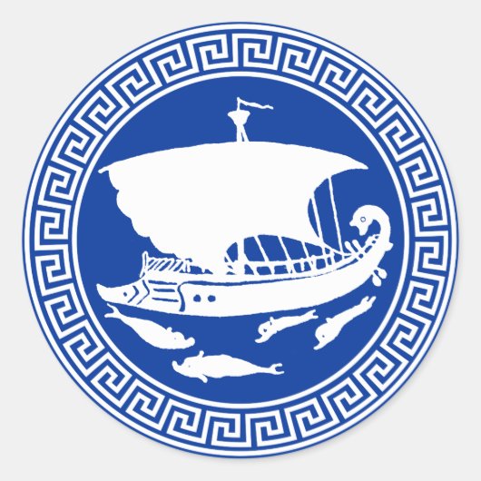 Greek Key Design Ronde Sticker (Voorkant)