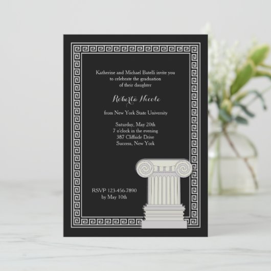 Greek Key Lijst Invitation Kaart (Staand voorkant)