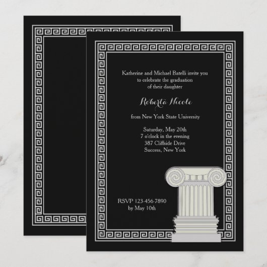 Greek Key Lijst Invitation Kaart (Voorkant / Achterkant)