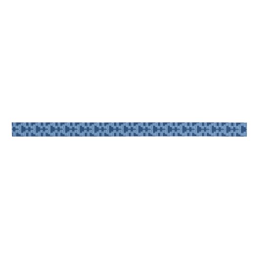 Greek Key Meander Tier in Blue Indigo Grosgrain Lint (Voorkant)