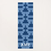 Greek Key Meander Tier in Blue Indigo Personalized Yogamat (Achterkant)