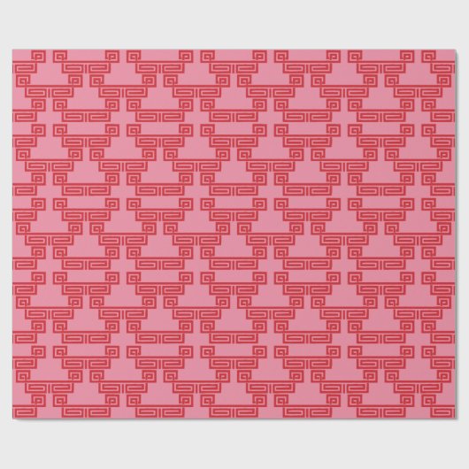 Greek Key Meander Tier in Pink and Red Cadeaupapier (Vlak)