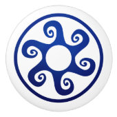 Greek Key Ornament - Blauw en wit Keramische Knop (Voorkant)