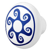 Greek Key Ornament - Blauw en wit Keramische Knop (Rechts)