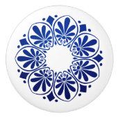 Greek Key Ornament - Blauw en wit Keramische Knop (Voorkant)