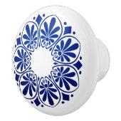 Greek Key Ornament - Blauw en wit Keramische Knop (Rechts)