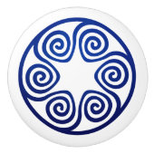 Greek Key Ornament - Blauw en wit Keramische Knop (Voorkant)