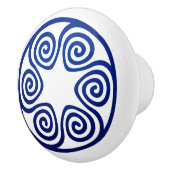 Greek Key Ornament - Blauw en wit Keramische Knop (Rechts)