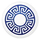 Greek Key Ornament - Blauw en wit Keramische Knop (Voorkant)