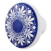 Greek Key Ornament - Blauw en wit Keramische Knop (Rechts)