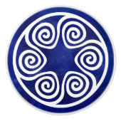 Greek Key Ornament - Blauw en wit Keramische Knop (Voorkant)