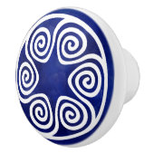 Greek Key Ornament - Blauw en wit Keramische Knop (Rechts)