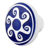 Greek Key Ornament - Blauw en wit Keramische Knop (Rechts)