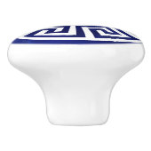 Greek Key Ornament - Blauw en wit Keramische Knop (Zijkant)