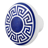 Greek Key Ornament - Blauw en wit Keramische Knop (Rechts)
