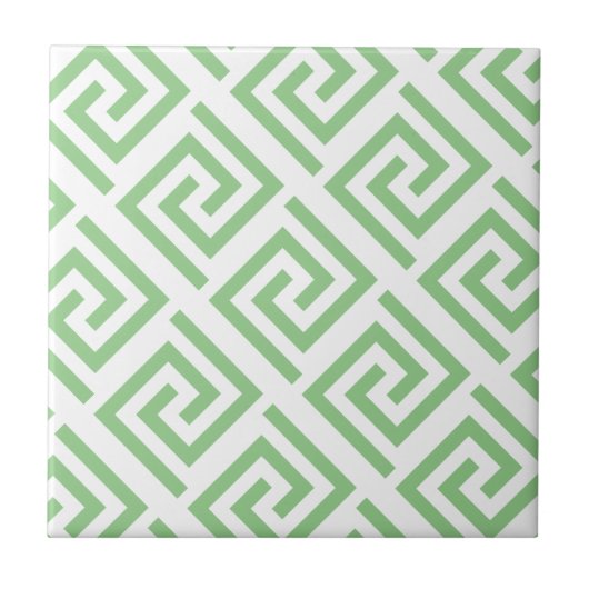 Greek Key Patterns White Sage Green Custom Classy Tegeltje (Voorkant)