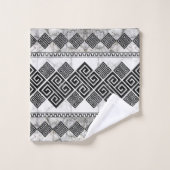 Greek Meander - Greek Key Black and White Marble Bad Handdoek (Wasdoekje)
