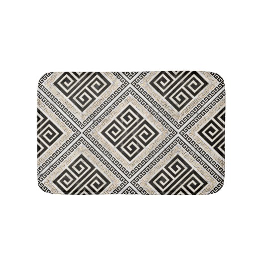 Greek Meander - Greek Key Black and White Marble Badmat (Voorkant)