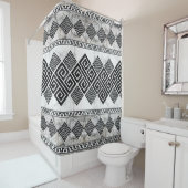 Greek Meander - Greek Key Black and White Marble Douchegordijn (In situ)