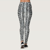 Greek Meander - Greek Key Black and White Marble Leggings (Achterkant)