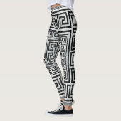 Greek Meander - Greek Key Black and White Marble Leggings (Links)