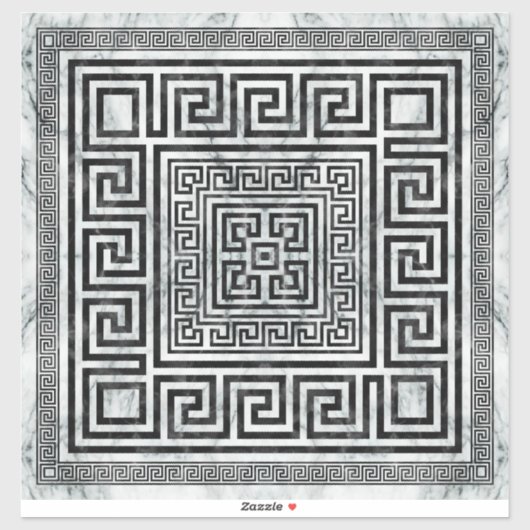 Greek Meander - Greek Key Black and White Marble Sticker (Vel)