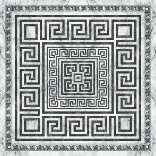 Greek Meander - Greek Key Black and White Marble Sticker (Voorkant)