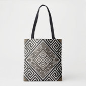 Greek Meander - Greek Key Black and White Marble Tote Bag (Voorkant)
