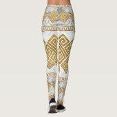 Greek Meander - Greek Key White Marble and Gold Leggings (Achterkant)