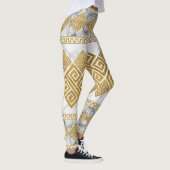 Greek Meander - Greek Key White Marble and Gold Leggings (Rechts)
