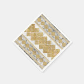 Greek Meander - Greek Key White Marble and Gold Servet (Hoek)